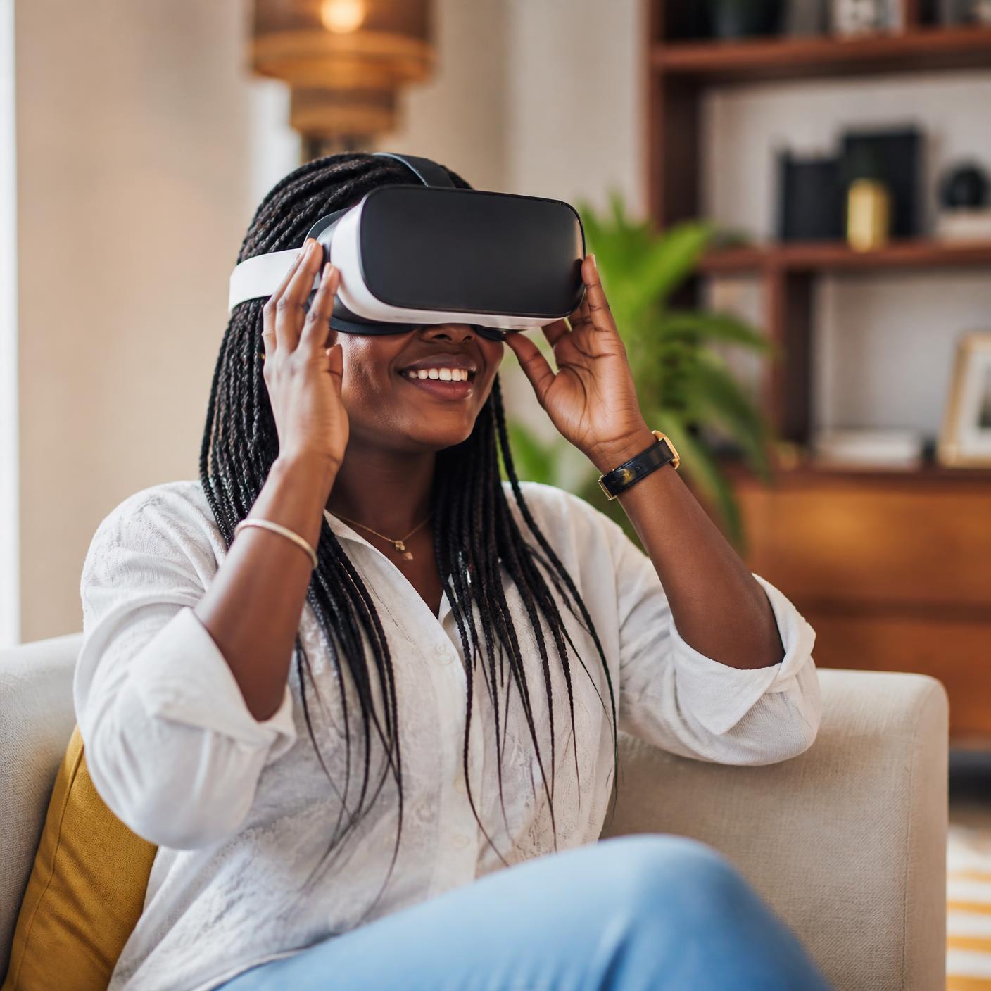 Cliente portant un casque de réalité virtuelle